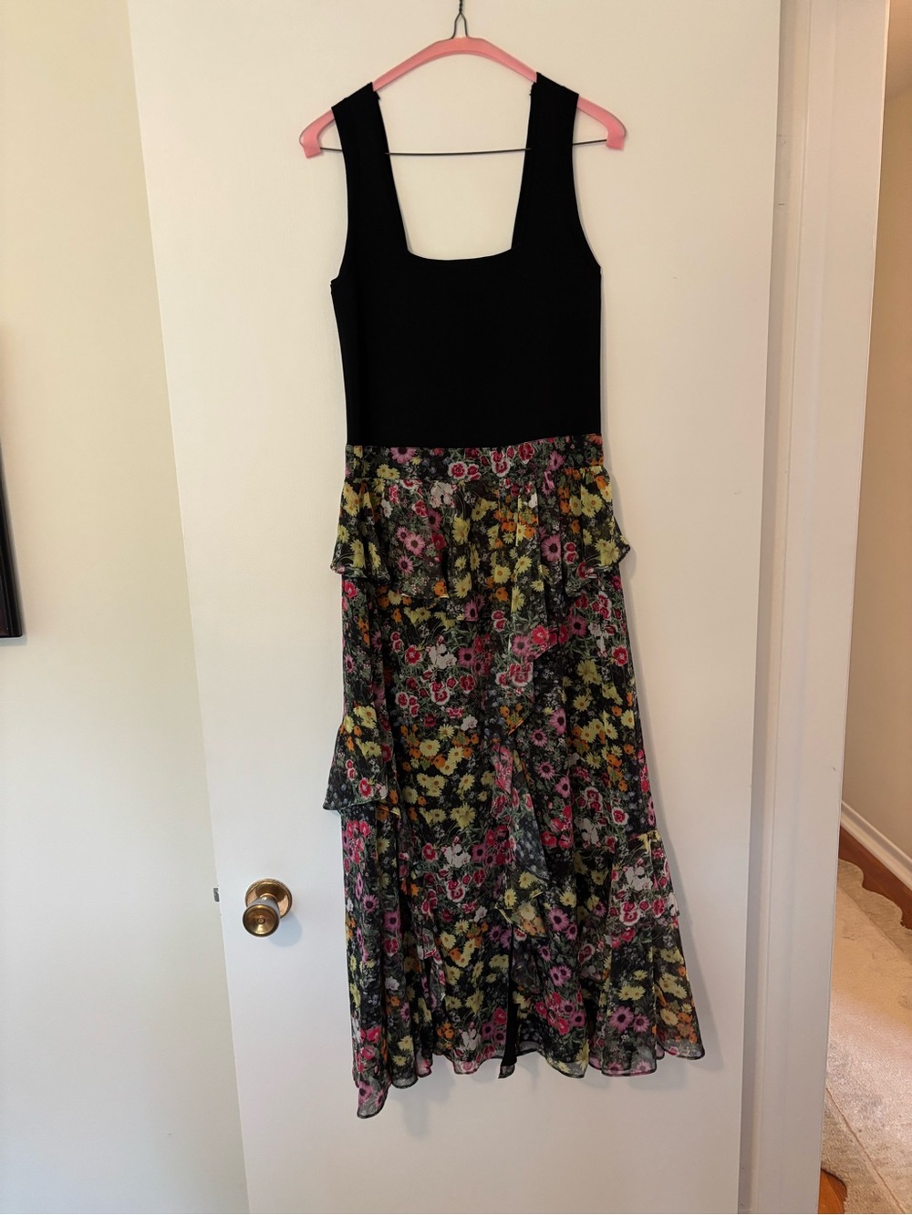 Ted Baker Black Bodice Floral Tiered Maxi Dress